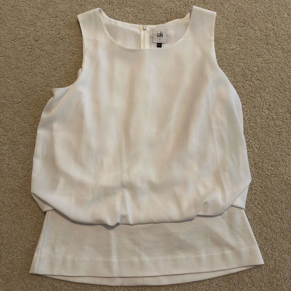 CAbi White Sleeveless Relaxed Tank Top